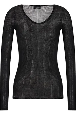 Giorgio Armani Round-neck Knitwear, female, , Size: XS Stylish Sweater Uc99