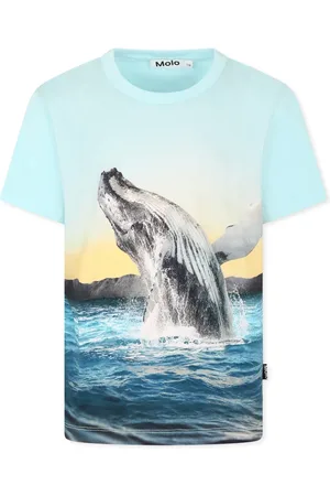 Molo T-Shirts, unisex, , Size: 2 Y Whale Print Cotton T-Shirt