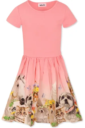 Molo Dresses, female, , Size: 4 Y Pink Animal Print Short Dress