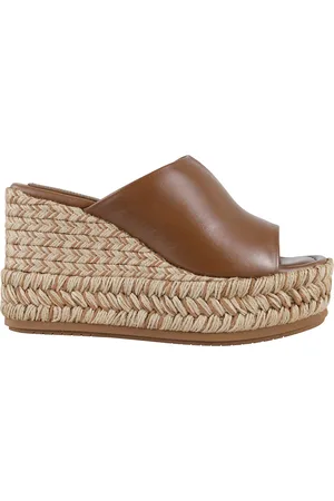 Paloma Barceló Wedges, female, , Size: 7 US Leather Sandal with Raffia Wedge