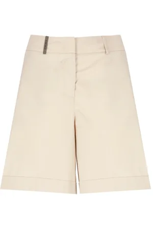 PESERICO SIGN Short Shorts, female, , Size: S Cotton Shorts with Leather Detail