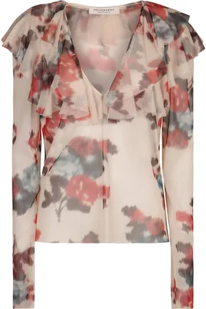 Serafini Blouses, female, , Size: XS Floral Print Frill Blouse