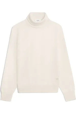 Céline Turtlenecks, female, , Size: S White Wool Sweater Elegant Embroidery