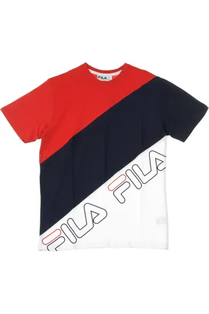 Fila T-Shirts, male, , Size: XL Red Diagonal Block Tee Men