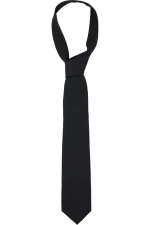 Auralee Ties, male, , Size: ONE SIZE Wool Herringbone Tie with Logo Label