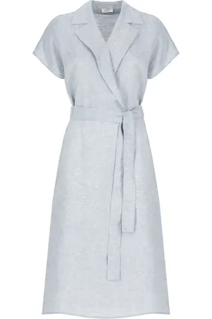 PESERICO SIGN Midi Dresses, female, , Size: XS Light Linen Dress with Laces
