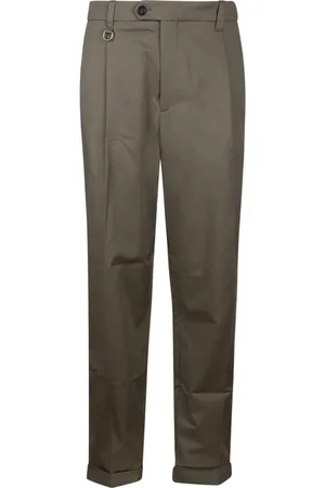 Paolo Pecora Suit Trousers, male, , Size: L Tailored Chino with Pleats and Turn-up