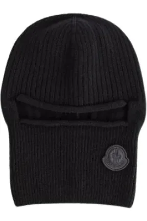 Moncler Hats, unisex, , Size: ONE SIZE Wool Balaclava with Logo Embroidery