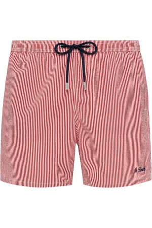 MC2 SAINT BARTH Beachwear, male, , Size: XL Striped Seersucker Swimsuit Patmos Style
