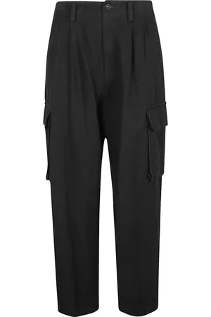 YOHJI YAMAMOTO Straight Trousers, female, , Size: M Khaki Cargo Pants with Zipper and Buttons