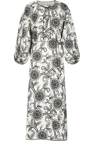 ZIMMERMANN Maxi Dresses, female, , Size: S Floral Linen Dress with V-Neck