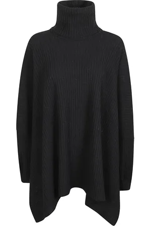 YOHJI YAMAMOTO Turtlenecks, female, , Size: M Ribbed wool poncho sweater
