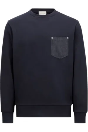 Moncler Sweatshirts, male, , Size: L Denim Chest Pocket Cotton Sweatshirt