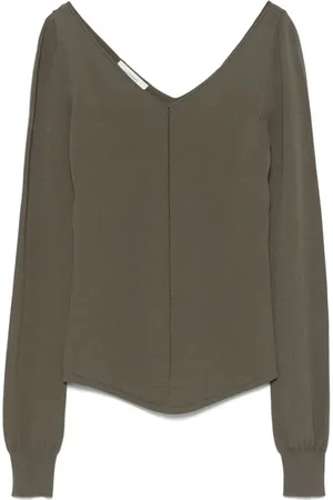 LEMAIRE Cardigans, female, , Size: M Khaki V-Neck Top