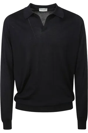 JOHN SMEDLEY Polo Shirts, male, , Size: S Cotton Polo Shirt with Long Sleeves