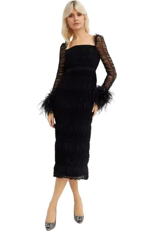 Self-Portrait Party Dresses, female, , Size: 2XS Feathered Midi Dress