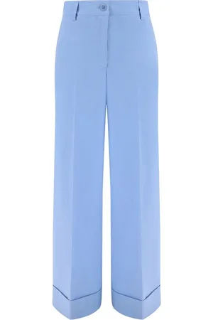 P.A.R.O.S.H. Wide Trousers, female, , Size: S Cotton Pants with Turned-Up Hem