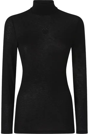 Pinko Turtlenecks, female, , Size: S Long Sleeve Sweater with Love Birds Embroidery