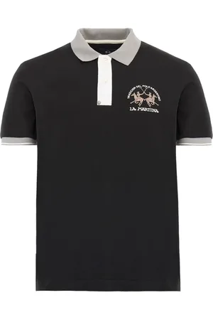 La Martina Polo Shirts, male, , Size: S Classic Piquet Stretch Polo Shirt Black