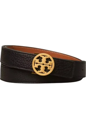 Tory Burch Belts, female, , Size: S Reversible Leather Belt with Gold Buckle