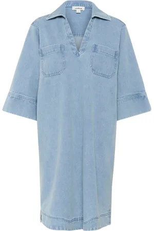 Soaked in Luxury Midi Dresses, female, , Size: S Casual Denim Dress with ¾ Sleeves