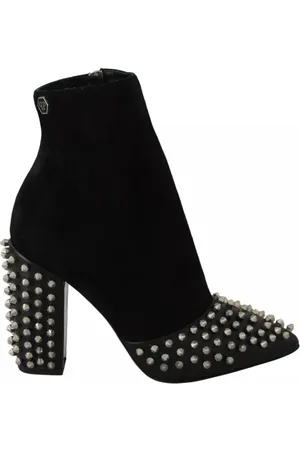 Philipp Plein Heeled Boots, female, , Size: 6 US Studded Suede Ankle Boots