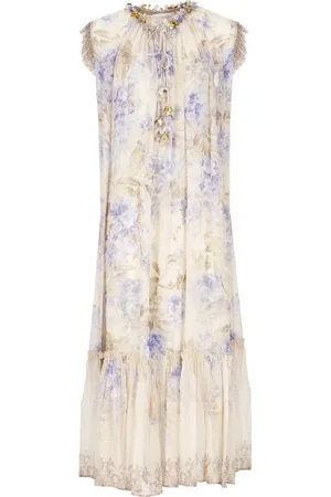 ZIMMERMANN Maxi Dresses, female, , Size: L Floral V-Neck Sleeveless Dress