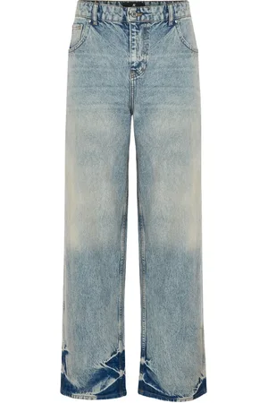 Represent Wide Jeans, male, , Size: W34 Washed Denim Jeans