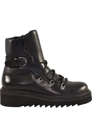 Salvatore Ferragamo Lace-up Boots, female, , Size: 6 1/2 US Leather Ankle Boots with Zipper Closure