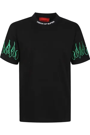 Vision Of Super T-Shirts, male, , Size: XS Flame Embroidered T-Shirt