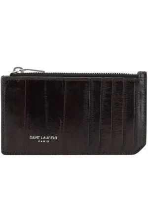 Saint Laurent Wallets & Cardholders, male, , Size: ONE SIZE Leather Card Holder with Zip Pocket