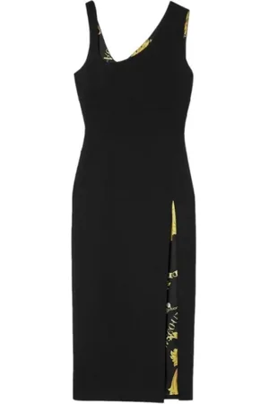 VERSACE Party Dresses, female, , Size: M Asymmetric Neckline Midi Dress with Side Slit
