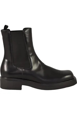 Prada Chelsea Boots, male, , Size: 8 1/2 US Leather Ankle Boot with Rubber Sole