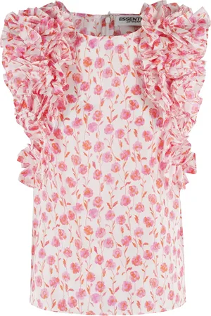 Essentiel Antwerp Blouses, female, , Size: XS Ruffle Floral Silk Top Honour