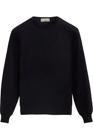 FILIPPO DE LAURENTIIS Round-neck Knitwear, male, , Size: L Navy Lightweight Merino Wool Sweater