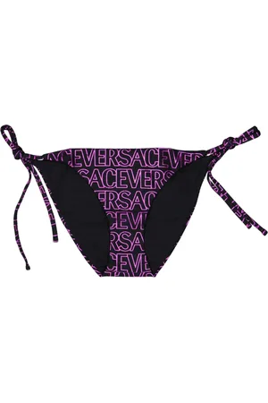 VERSACE Bikinis, female, , Size: L Monogram Bikini Bottoms with Tie Cords