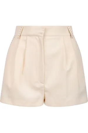 Elisabetta Franchi Short Shorts, female, , Size: L Cream Wool Shorts with Contrasting Stitching