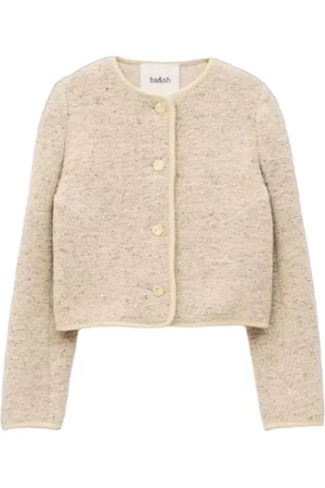 Bash Cardigans, female, , Size: L Elegant Tweed Jacket - Ecru