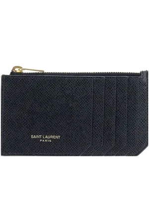 Saint Laurent Wallets & Cardholders, male, , Size: ONE SIZE Leather Card Holder with Zip Pocket