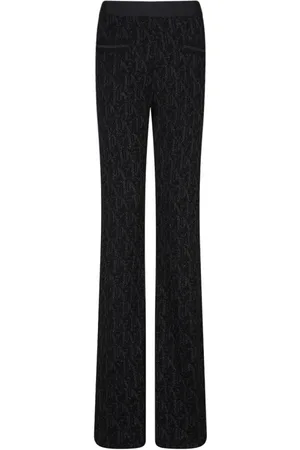 Palm Angels Wide Trousers, female, , Size: S Flared Jacquard Monogram Trousers
