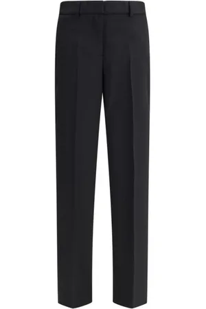 LARDINI Straight Trousers, female, , Size: S Classic Straight Cut Pants with Welt Pockets