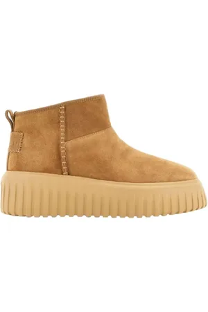 Hogan Winter Boots, female, , Size: 7 1/2 US Cozy Ankle Boots in Camel Suede
