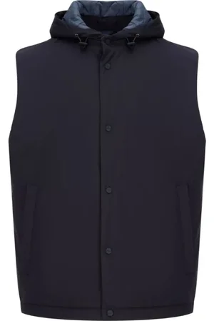 HERNO Vests, male, , Size: 3XL Hooded Nylon Down Vest with Button