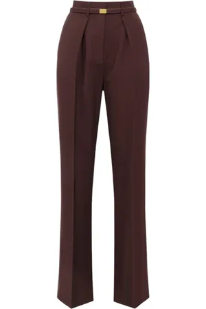 Elisabetta Franchi Straight Trousers, female, , Size: XS Belted Pants for Women
