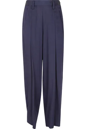 YOHJI YAMAMOTO Straight Trousers, female, , Size: M Indigo Twill Pants with Zipper Closure
