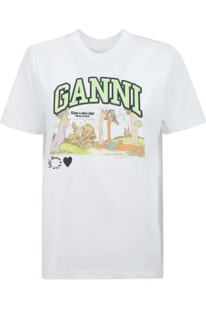 Ganni T-Shirts, female, , Size: S Round Neck Graphic T-shirt