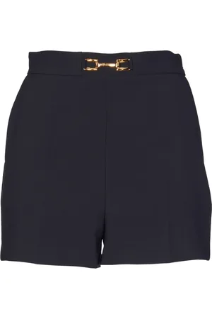 Elisabetta Franchi Short Shorts, female, , Size: XL Crepe Stretch Shorts with Golden Metal Details