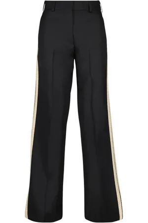 Palm Angels Wide Trousers, female, , Size: 2XS Straight Cut Track Pants with Beige Trim