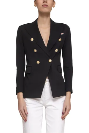 Circolo Blazers, female, , Size: XL Double-breasted Oxford Jacket