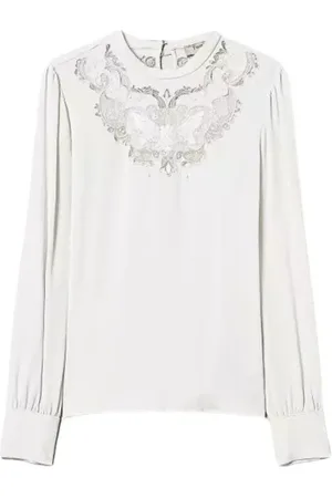 Twin-Set Blouses, female, , Size: XS Floral Embroidered Crepe Blouse